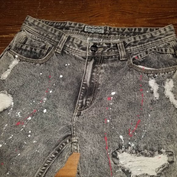 NWOT Mens Gray Denim Coin Pocket Straight Medium Wash Distressed Jeans 32x31 - Picture 4 of 7